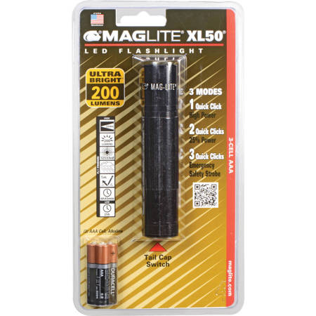 Maglite XL50 LED Flashlight, 104 Lumens, 475' Throw Distance, Black