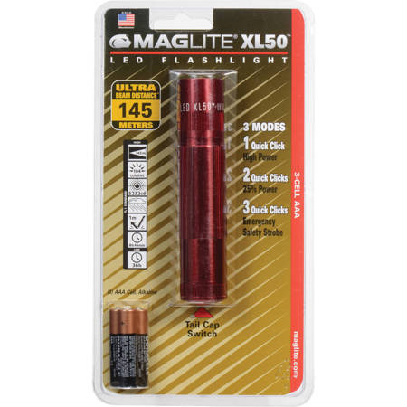UPC 038739630267 product image for MagLite XL50 LED Flashlight, 104 Lumens, 475' Throw Distance, Red | upcitemdb.com