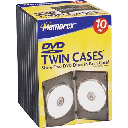 Memorex DVD Twin Storage Cases, Stores Two DVD's in each Case, 10 pack