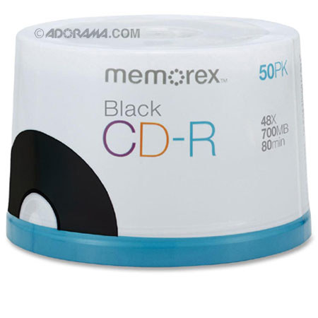 Memorex Disk CD-R 80 min. (48X) Branded Bulk Black 50 Pack with Spindle