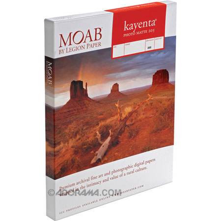 Moab Kayenta Photo Matte, 2-Side Bright White Inkjet Paper, 12.5 mil., 205gsm, A2 (16.5" x 23.4"), 50 Sheets. image