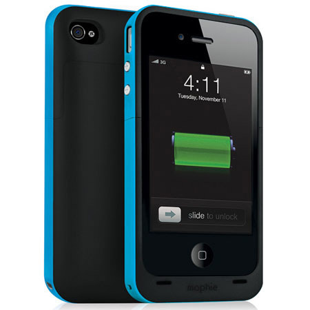 Mophie Juice Pack Plus Rechargeable External Battery Case for iPhone 4/4s Cyan