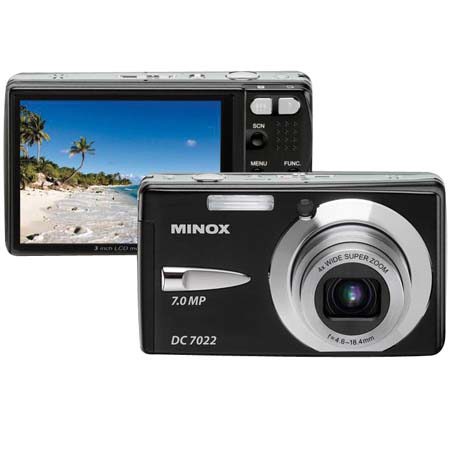 Minox DC 7022 Slim Autofocus Digital Camera, 7 Megapixel, 4x Optical Zoom Lens, 4.8x Digital Zoom, 3" TFT Screen image