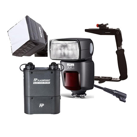 Metz 52 AF-1 TTL Touchscreen Shoe Mount Flash for Olympus/Panasonic/Leica DSLRs - Bundle With Flashpoint Blast Power Pack, FP Blast Pack Flash Cable F/, FP Mini SoftBox Diffuser, Flashpoint Quick Flip Flash Bracket