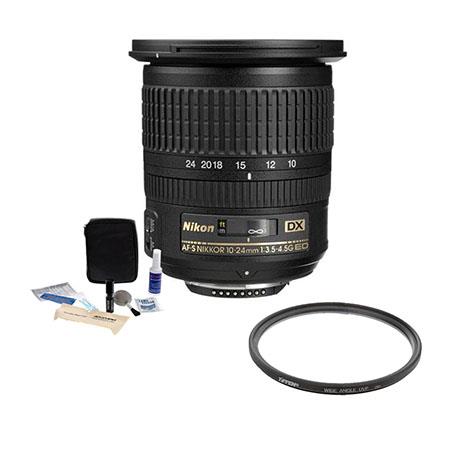 Nikon 10-24mm f/3.5-4.5G ED-IF AF-S DX Lens F/DSLR Cameras - U.S.A Warranty - Accessory Bundle with Tiffen 77mm UV Wide Angle Filter, Professional Lens Cleaning Kit