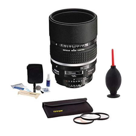 Nikon 105mm f/2 AF-D DC Nikkor Telephoto Lens - U.S.A. Warranty - Accessory Bundle with Tiffen 72mm Photo Essentials Filter Kit, Professional Lens Cleaning Kit, Adorama Hurricane Blower