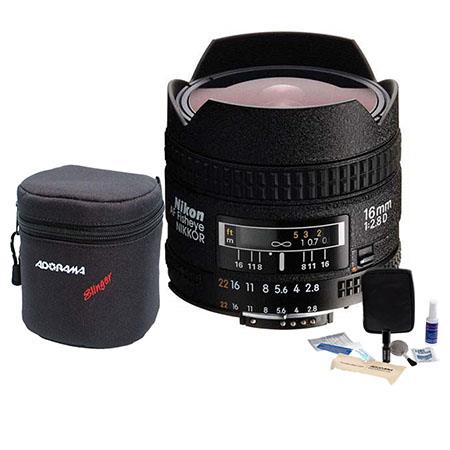 Nikon 16mm f/2.8D ED AF Nikkor Lens - U.S.A. Warranty - Accessory Bundle with Slinger Soft Lens Case, Digital Camera and Lens Cleaning Kit