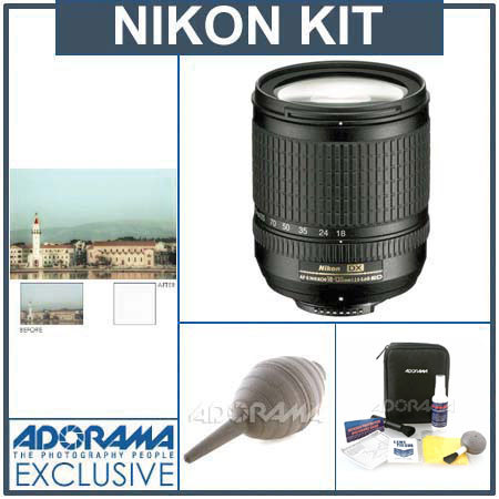 Nikon 18mm - 135mm f/3.5-5.6G ED-IF AF-S DX Versatile A.F Lens Kit, w/5 Year U.S.A. Warranty with Tiffen 67mm UV (Ultra Violet) Wide Angle Filter, Professional Lens Cleaning Kit. Adorama Hurricane Blower image