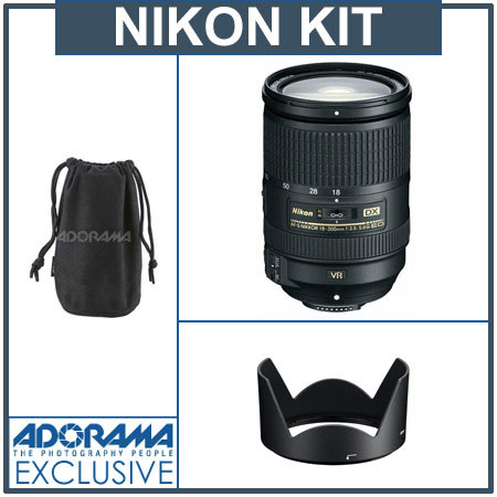 Nikon 18-300mm f/3.5-5.6G ED IF AF-S DX VR II Lens, Nikon USA Warranty - Bundle - with Nikon HB-58 Lens Hood, Nikon CL-1120 Soft Lens Case