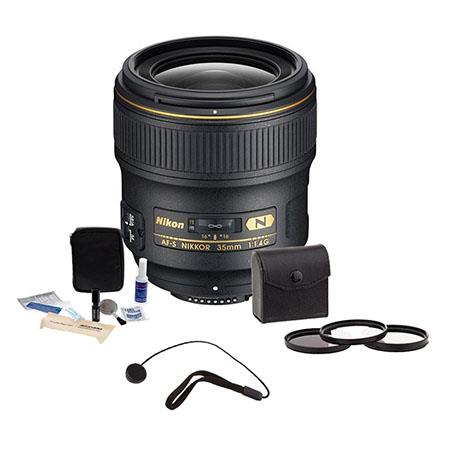 Nikon 35mm f/1.4G AF-S ED Nikkor Lens Kit - U.S.A. Warranty - Accessory Bundle with 67mm Filter Kit, Lens Cap Leash, Digital Camera and Lens Cleaning Kit