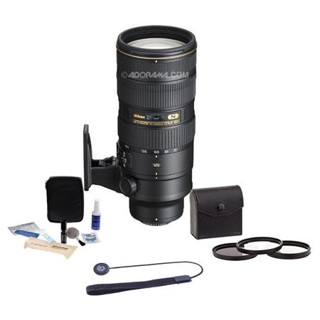 Nikon 70-200mm f/2.8G AF-S VR II Nikkor ED-IF Lens (Black) - U.S.A. Warranty - Accessory Bundle with Tiffen 77mm Photo Essentials Filter Kit, Lens Cap Leash, Digital Camera & Lens Cleaning Kit