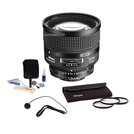 Nikon 85mm f/1.4D IF AF Telephoto Nikkor Lens with Hood - Nikon U.S.A. Warranty - Accessory Bundle with Tiffen 77mm Photo Essentials Filter Kit, Lens Cap Leash,