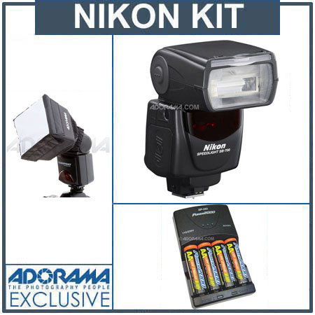 Nikon SB-700 Speedlight USA Warranty. - Basic Outfit - with 4 NiMH Batteries, Charger, Mini Soft Box Diffuser image