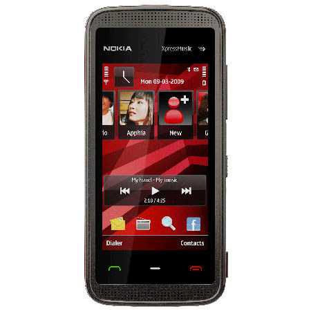 Nokia 5530 XpressMusic Cellular Phone with 3.2 Megapixel Camera, GSM Technology, Black with Red Accents image