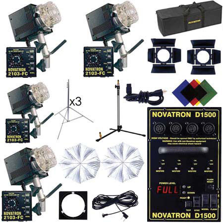 Novatron Digital Studio Kit D1500, with 4 Fan Cooled Heads, Case &amp; Accessories. image
