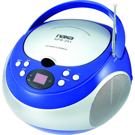 Naxa Portable CD Player with AM/FM Stereo Radio, Blue