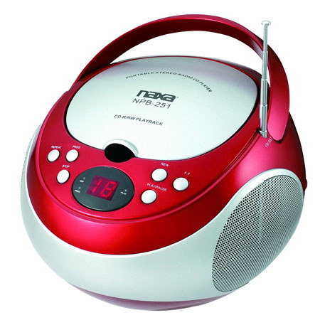 Naxa Portable CD Player with AM/FM Stereo Radio, Red