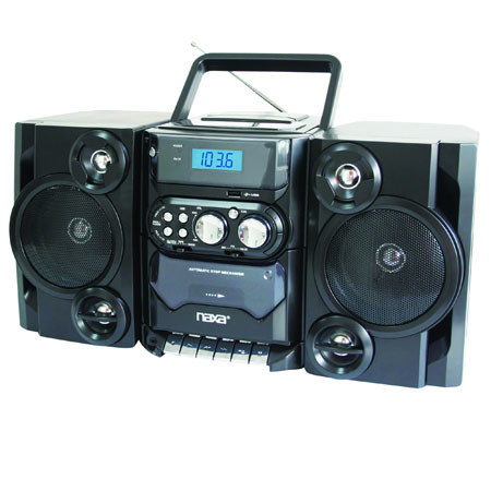 Naxa Portable MP3/CD Player with AM/FM Stereo Radio Cassette Player/Recorder, Twin Detachable Speakers, Remote Control & USB Input