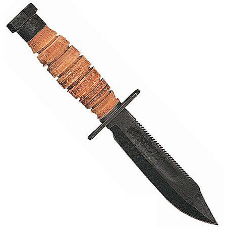 Ontario Knife 499 Air Force Survival, Fixed Blade Knife with 5.0&quot; Zinc Phosphate Steel Blade, &amp; Natural Leather Handle, Overall Length 9.5&quot; image