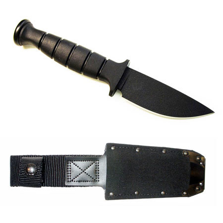 Ontario Knife Gen II SP40 Series, Fixed Blade Knife with 3.75" Black Powder Coated Steel Blade, & Kraton Handle, Overall Length 8.125"