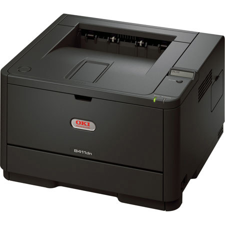 OkiData B411DN Monochrome Laser Printer, 2400x600 dpi, 35 ppm Print Speed, 80000 Pages/Month, Ethernet/USB