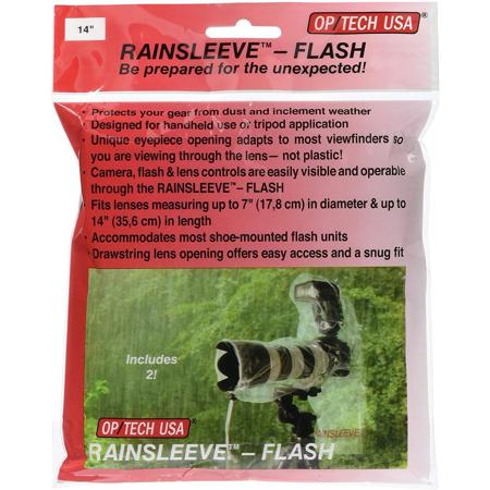 Op/Tech 14" SLR Rainsleeve-Flash, for Digital &amp; Film Cameras with Lenses up to 7" Diameter, 14" Long, plus Camera Shoe-mounted Flash - 2 Pieces image