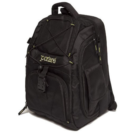 Portare' PBP2 Multi-use Camera Backpack with Padded Laptop Compartment for up to 17" Laptops - Black