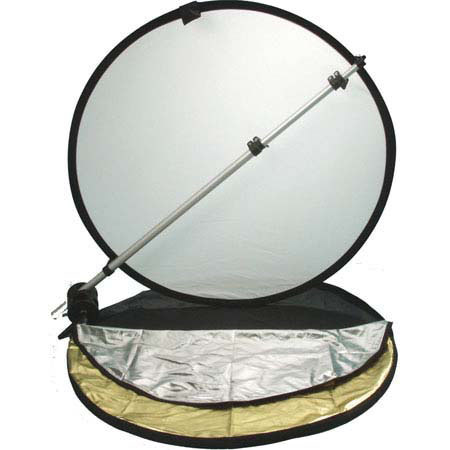 Interfit Photographic 42" 5-in-1 Collapsible Disc Reflector, Translucent, White, Black, Silver, Gold, with Reflector Bracket image