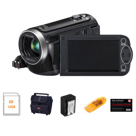 Panasonic HC-V100M HD Camcorder, 16GB Internal Flash Memory, Black - Bundle - with Panasonic 16GB SD Memory Card, Camcorder Case, Spare Battery, Digital Lens Cl