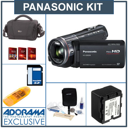 Panasonic HC-X900K 3D Ready Full HD Camcorder - Bundle - with Panasonic Class 10 16GB SDHC Memory Card, Memory Card Reader, Replacement Battery, Lowepro Edit 14
