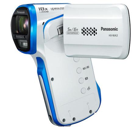 Panasonic HX-WA03 Full HD Active Lifestyle Camcorder, 11.9MP, 18x Combined Zoom, 1920x1080 Full HD, 16' Waterproof, White