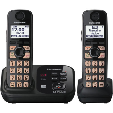 Panasonic KX-TG4732B Expandable Digital Cordless Phone with Answering System, 2 Handsets