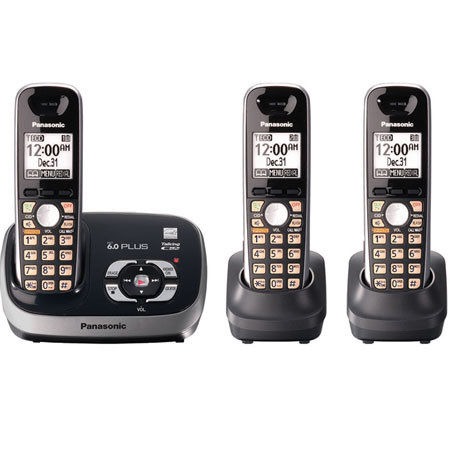 Panasonic KX-TG6533B Expandable Digital Cordless Phone with Answering System with 3 Handsets