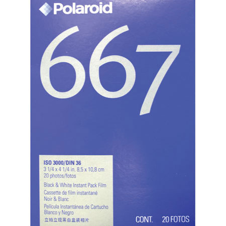 Polaroid 667 Black &amp; White Coaterless Instant Pack Film, ISO 3000/DIN 36, 3.5 x 4.2 in., Single Pack, 10 Photos. image