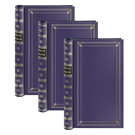 Pioneer Bi-Directional Spiral Bound Photo Album, Le Memo Pocket Photo Album, Solid Color Covers with Gold Trim, Holds 900 4x6" Photos, 3 Per Page, Color: B