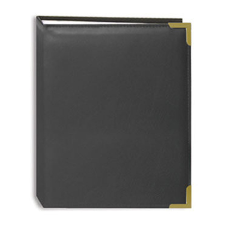 Pioneer Mini Max Oxford Bound Photo Album, Solid Color Sewn Leatherette Gray Covers with Brass Accent Corners, Holds 100 4" x 6" Photos, 1 Per Page image