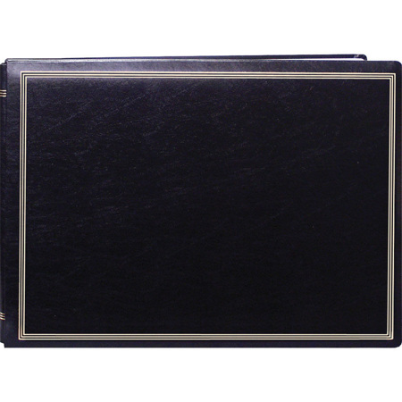 Pioneer Largest Post Bound, Magnetic Page Photo Album with Solid Color Covers &amp; Gold Trim, Holds 40 11.5" x 16" Photos, 1 Per Page, Black image
