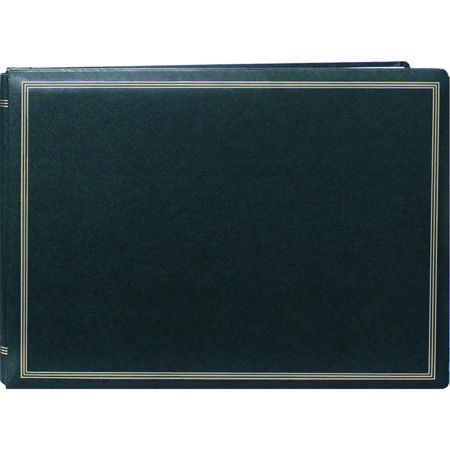 Pioneer Largest Post Bound, Magnetic Page Photo Album with Solid Color Covers &amp; Gold Trim, Holds 40 11.5" x 16" Photos, 1 Per Page, Hunter Green. image