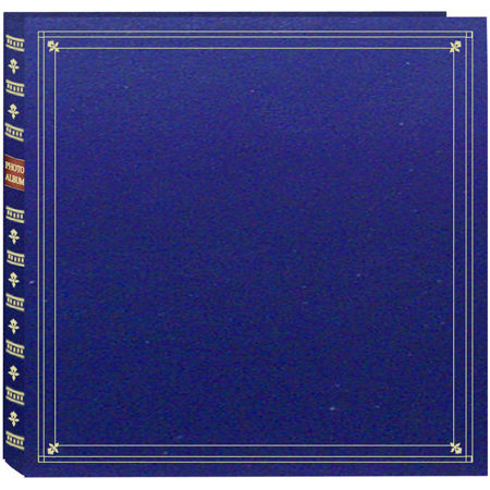 Pioneer Full Size Post Bound, Clear Pocket Photo Album with Memo Area, holds 300 4" x 6" Photos 3 Up, Solid Color Cover with Gold Trim, Royal Blue. image