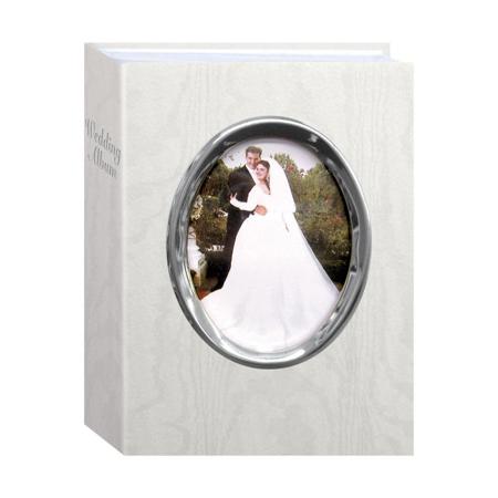 Pioneer WFM-46, Bound Mini Wedding Photo Album with White Oval Framed Cover, Holds 100 4&quot; x 6&quot; Poctures image
