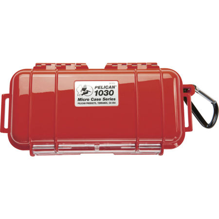 Pelican 1030 Watertight Hard Micro Case with Rubber Liner - Red