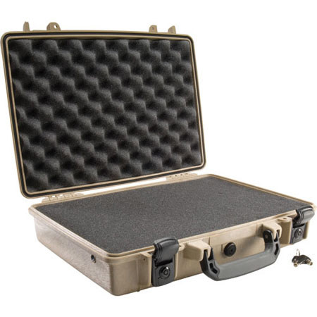 Pelican Attache' Style Small Computer Watertight Hard Case with Foam Insert -Desert Tan image