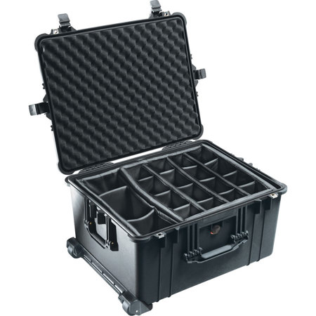 Pelican 1620 Watertight Hard Case with Moveable Divider Interior &amp; Wheels - Black image