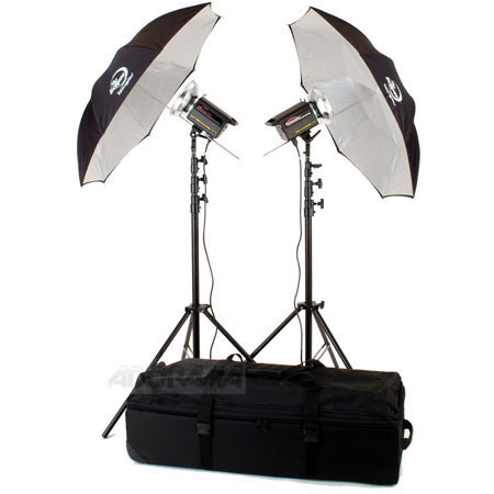 Photogenic PL-150K, 1000ws Solair Powerlight Kit, with Two PL500DRC 500ws Solair Lights, Stands, Umbrellas and Case. image