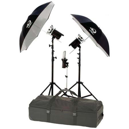 Photogenic 3-Light 1320ws Professional Digital Mobile Studio Kit with 2-PL1250DR PowerLights, 1-AKC320 StudioMax Light, Stands, Umbrellas, &amp; Case image