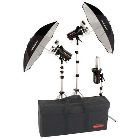 Photogenic StudioMax III AC Power Plus Studio Kit with 3 AKC 320 Constant-Color Monolights, Umbrellas, Background Reflector, Stands &amp; Case. image
