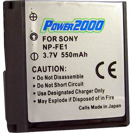 Power2000 NP-FE1 Replacement 3.6v, 550mAh Lithium Ion Battery for Sony Digital Camera Battery