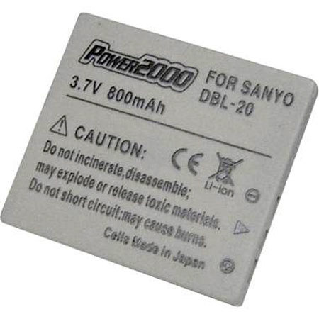 Power2000 DB-L20 Replacement 3.7v, 800mAh Lithium Ion Battery for Sanyo DB-L20 Digital Camera Battery