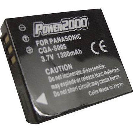 Power2000 CGA-S005 Replacement 3.7v, 1300mAh Lithium Ion Battery for Panasonic CGA-S005, Ricoh DB-60, Leica D-Lux 3 and Leica D-Lux 4 Digital Camera Battery,