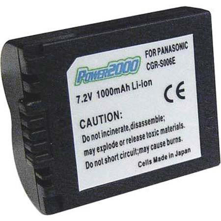 Power2000 CGA-S006 Replacement 7.2v, 1000mAh Lithium Ion Battery for Panasonic CGA-S006 & Leica BP-DC5 Digital Camera Batteries